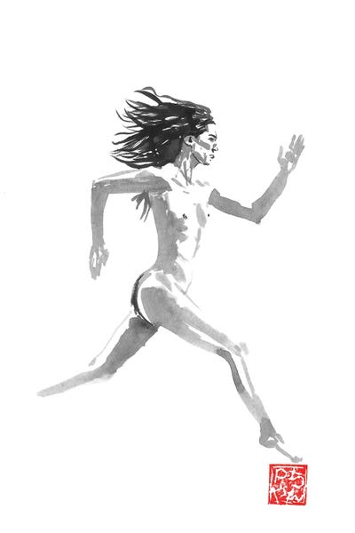 Running Nude by Péchane canvas print