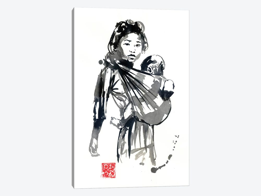 Girl And Baby by Péchane 1-piece Canvas Art Print