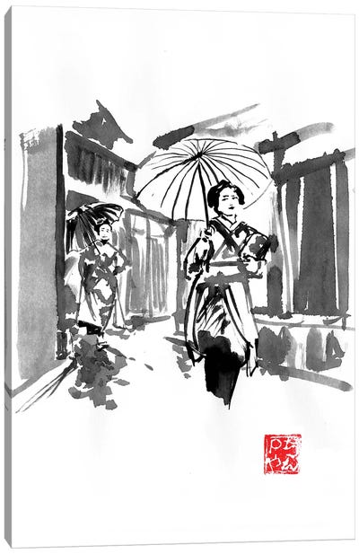 Two Geisha Outdoor Canvas Art Print - Geisha