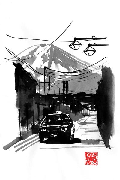 Fujiyoshida: Fujiyoshida And Car by Péchane