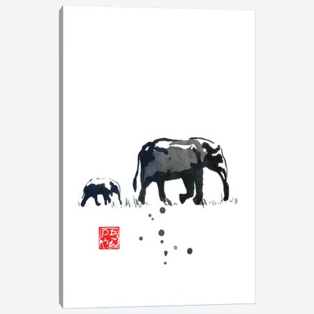Elephant Family Canvas Print #PCN299} by Péchane Canvas Wall Art