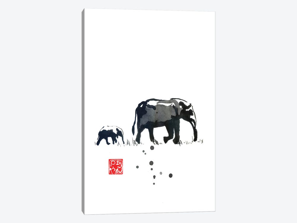 Elephant Family by Péchane 1-piece Canvas Print