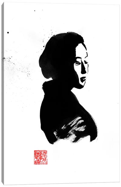 Geisha In Black Canvas Art Print - Geisha