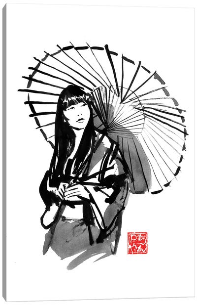 Umbrella's Geisha Canvas Art Print - Geisha