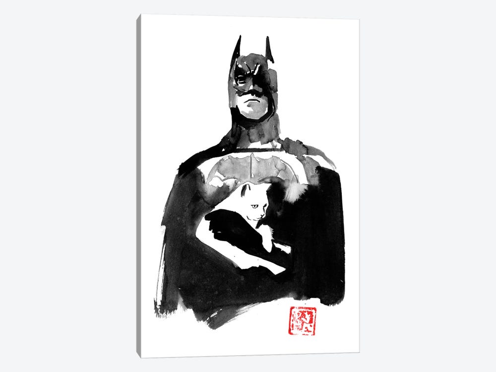 Batman With His Cat by Péchane 1-piece Canvas Print