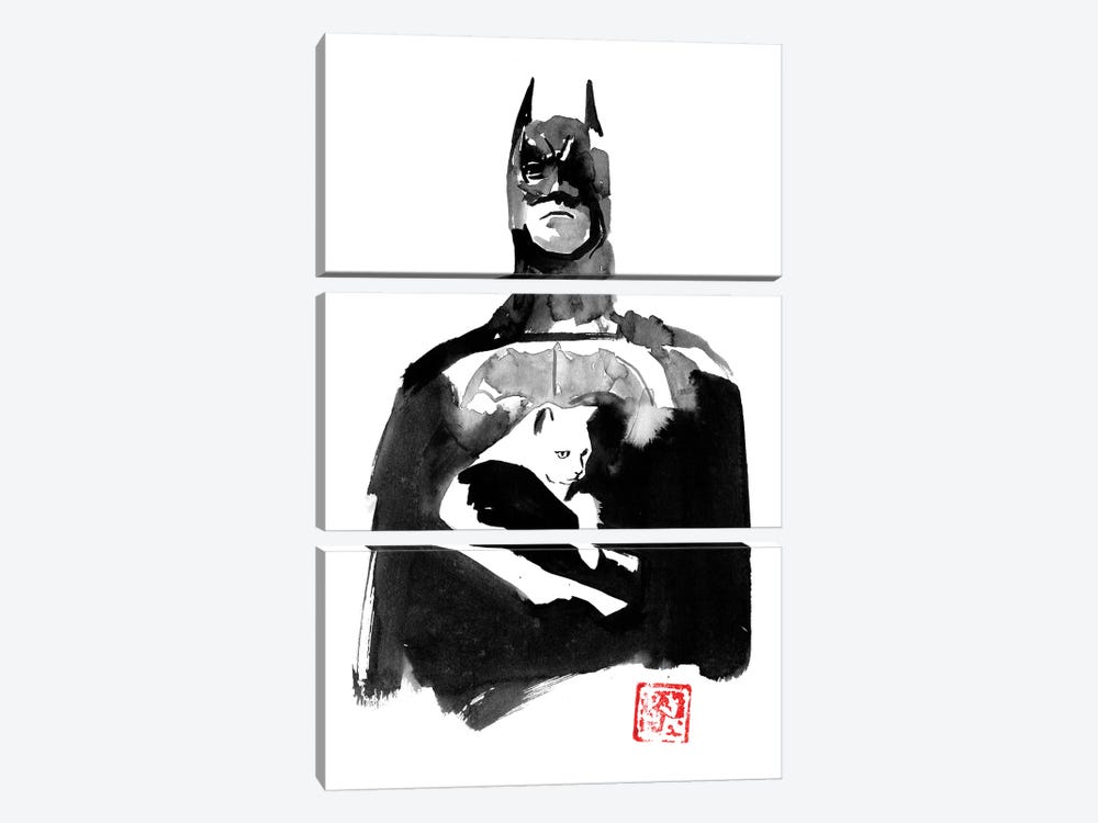 Batman With His Cat by Péchane 3-piece Art Print