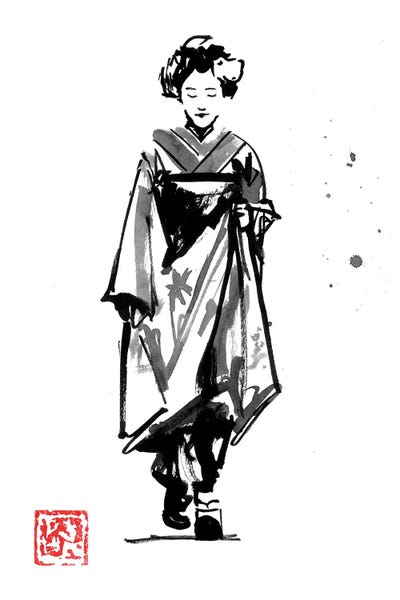 Geisha Walking by Péchane canvas print