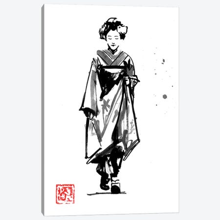 Geisha Walking Canvas Print #PCN327} by Péchane Art Print