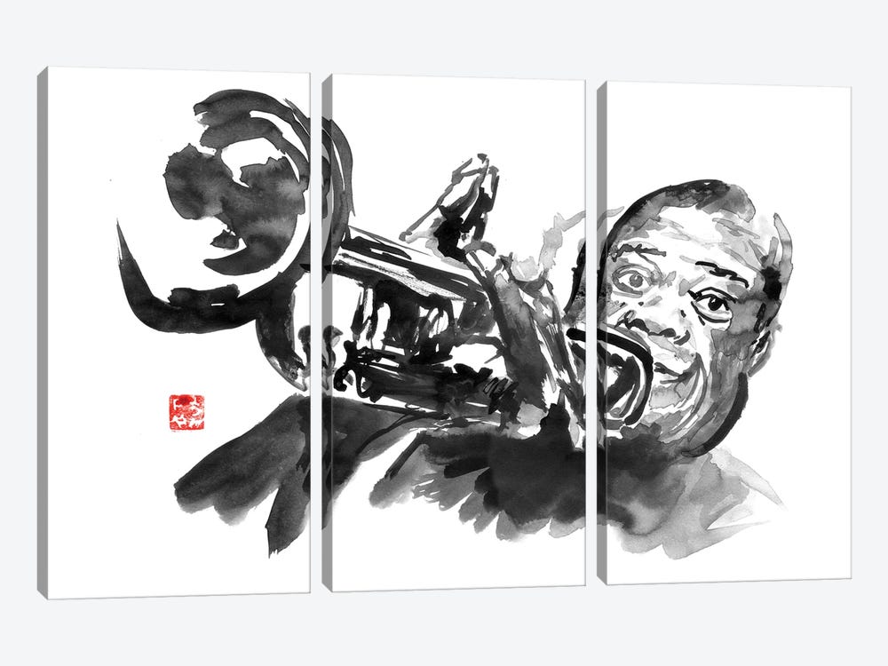 Louis Armstrong by Péchane 3-piece Canvas Print