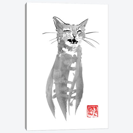 Blinking Cat Canvas Print #PCN349} by Péchane Canvas Wall Art
