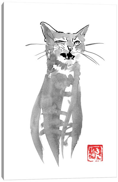 Blinking Cat Canvas Art Print - Péchane