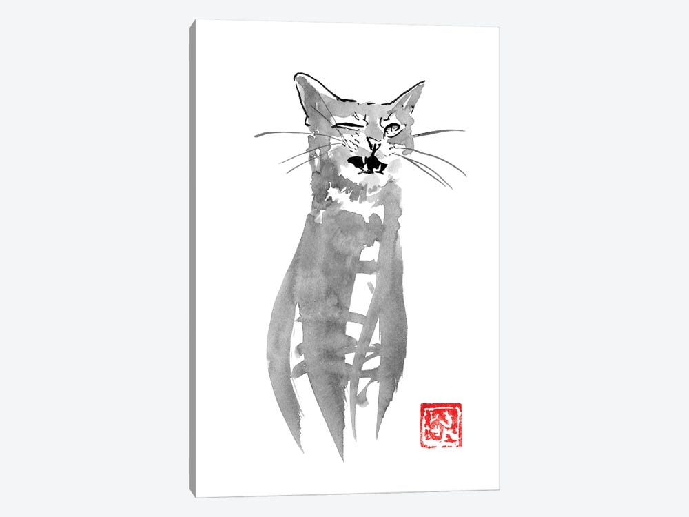 Blinking Cat by Péchane 1-piece Canvas Art Print