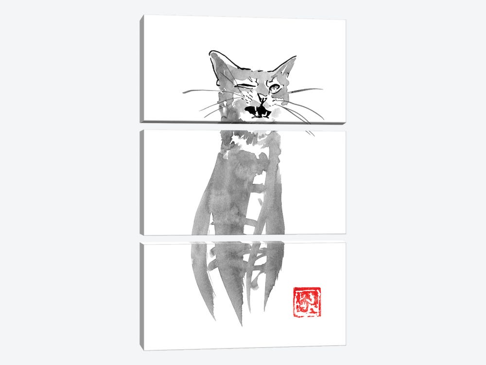 Blinking Cat by Péchane 3-piece Art Print