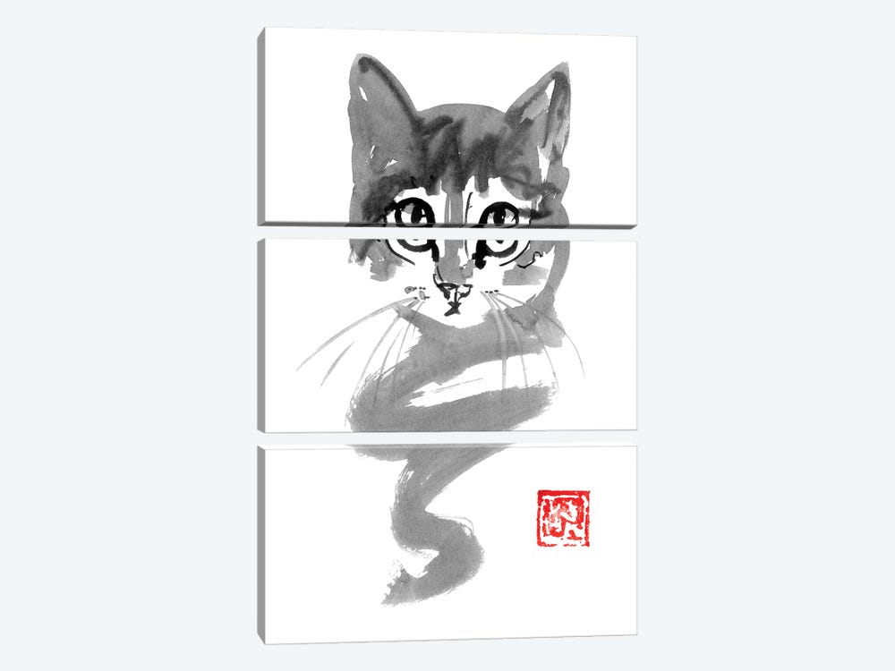 Cute Cat Line by Péchane 3-piece Canvas Art Print