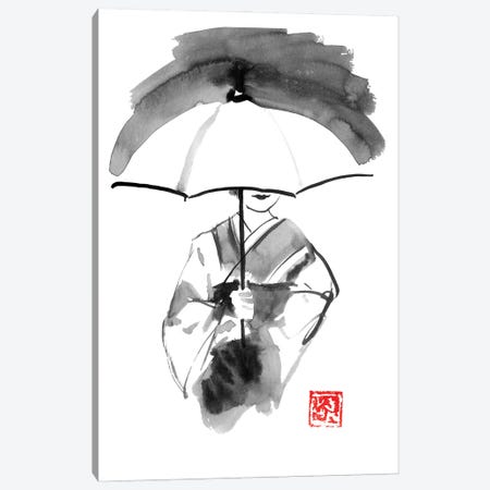 Geisha And White Umbrella Canvas Print #PCN359} by Péchane Art Print