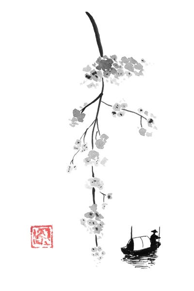 Cherry Blossoms: Branch On River by Péchane