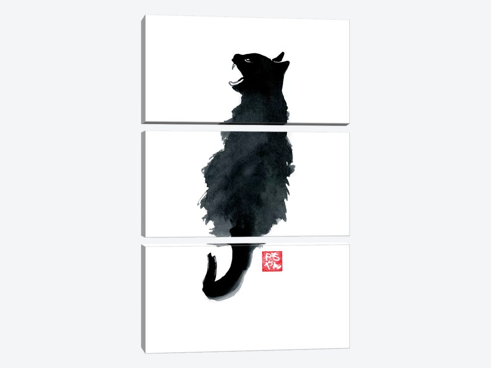 Crying Cat by Péchane 3-piece Canvas Art Print