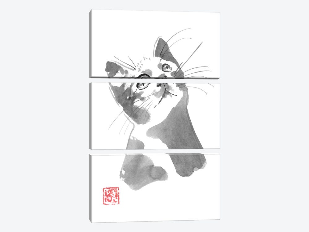 Cat Watching by Péchane 3-piece Canvas Artwork