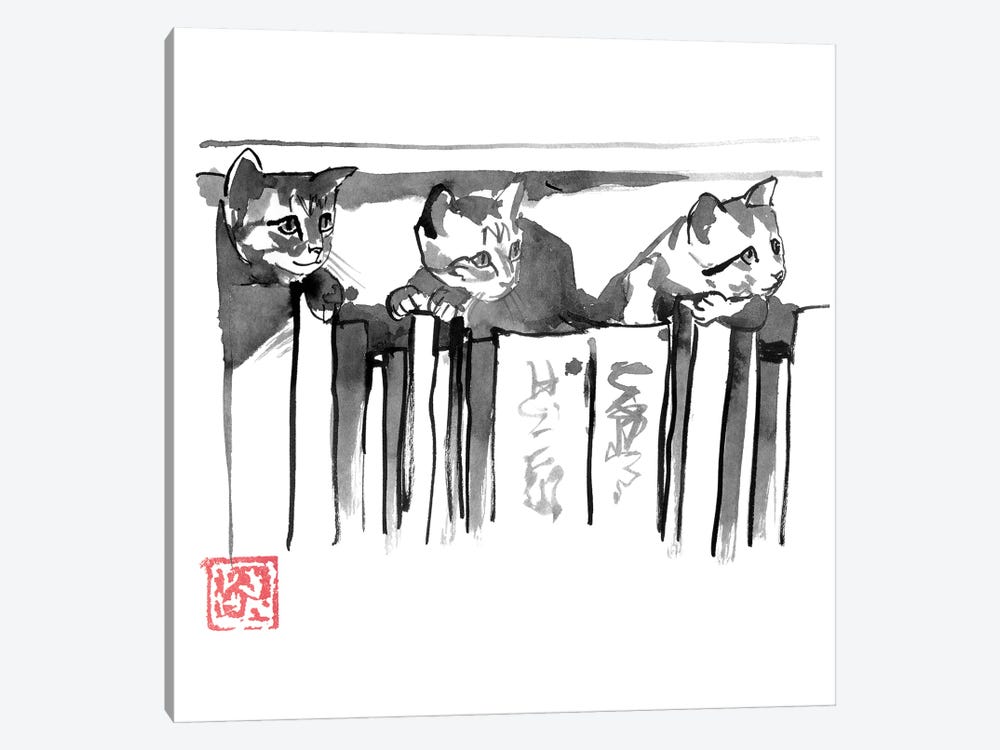 Cats In Library by Péchane 1-piece Art Print