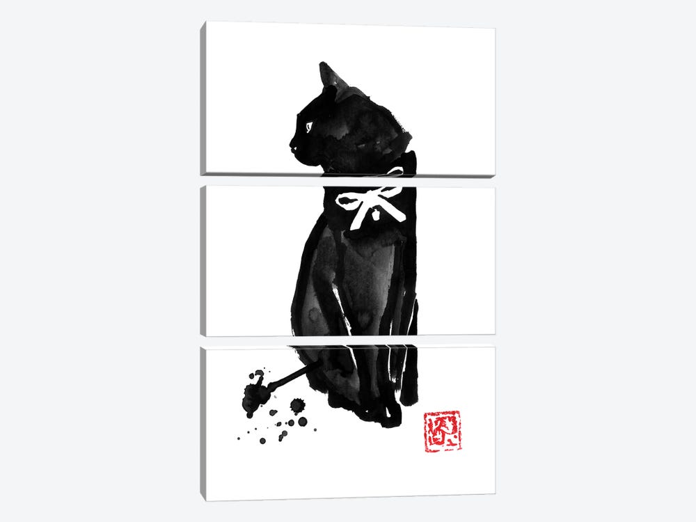 Chat Noeud by Péchane 3-piece Canvas Print