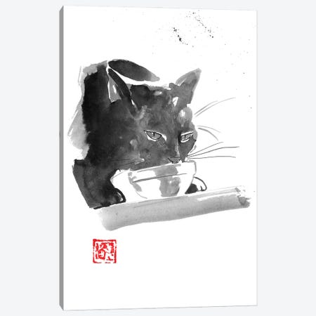 Drinking Cat Canvas Print #PCN400} by Péchane Canvas Art Print