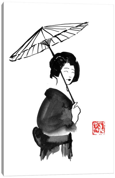 Geisha Umbrella Canvas Art Print - Geisha