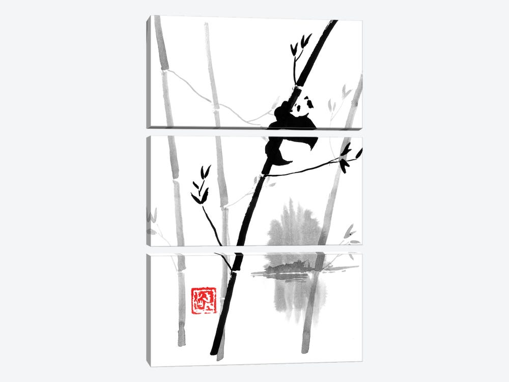 Panda In The Tree II by Péchane 3-piece Canvas Art