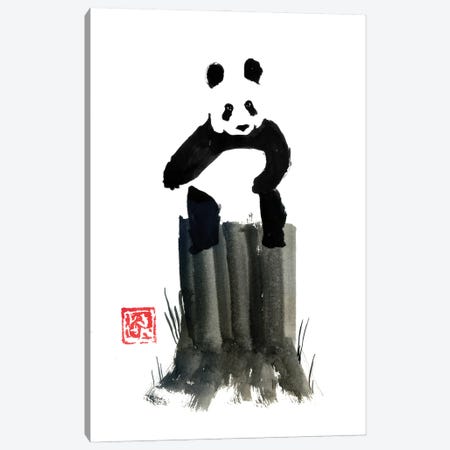 Panda On The Cut Tree Canvas Print #PCN427} by Péchane Canvas Art