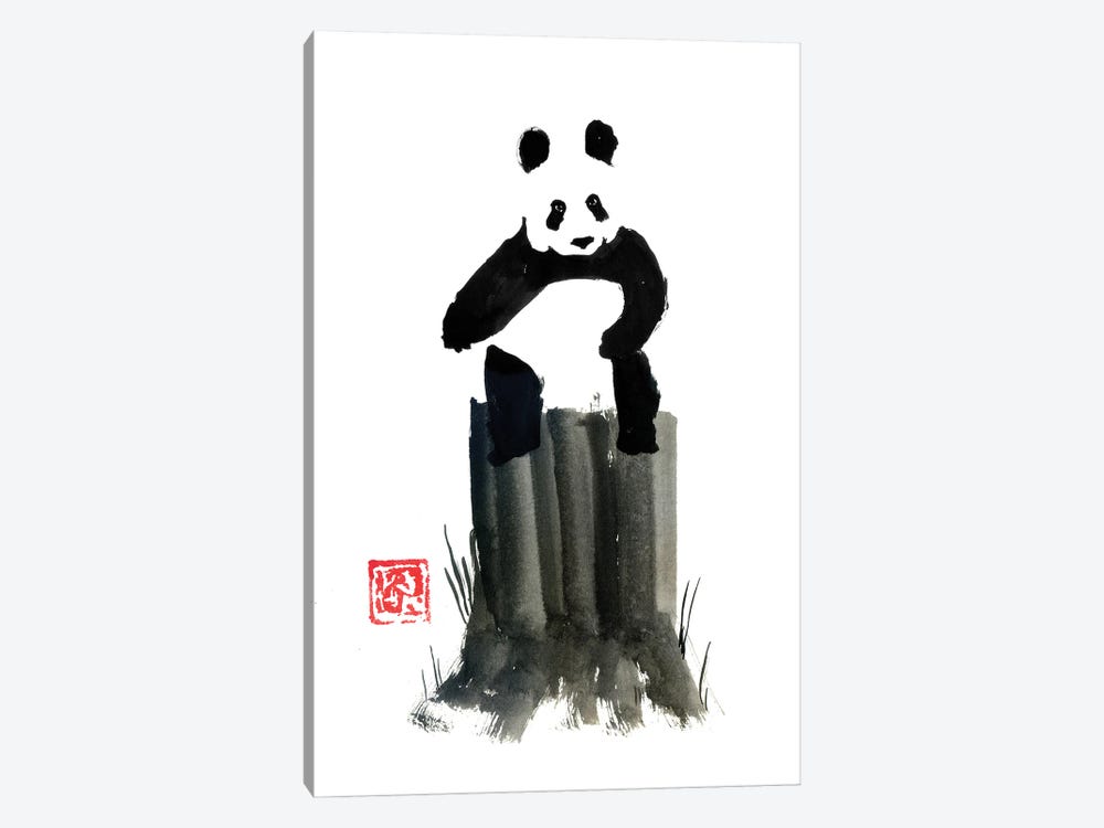 Panda On The Cut Tree by Péchane 1-piece Canvas Artwork