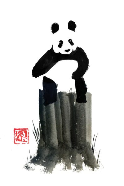 Pandas: Panda On The Cut Tree by Péchane
