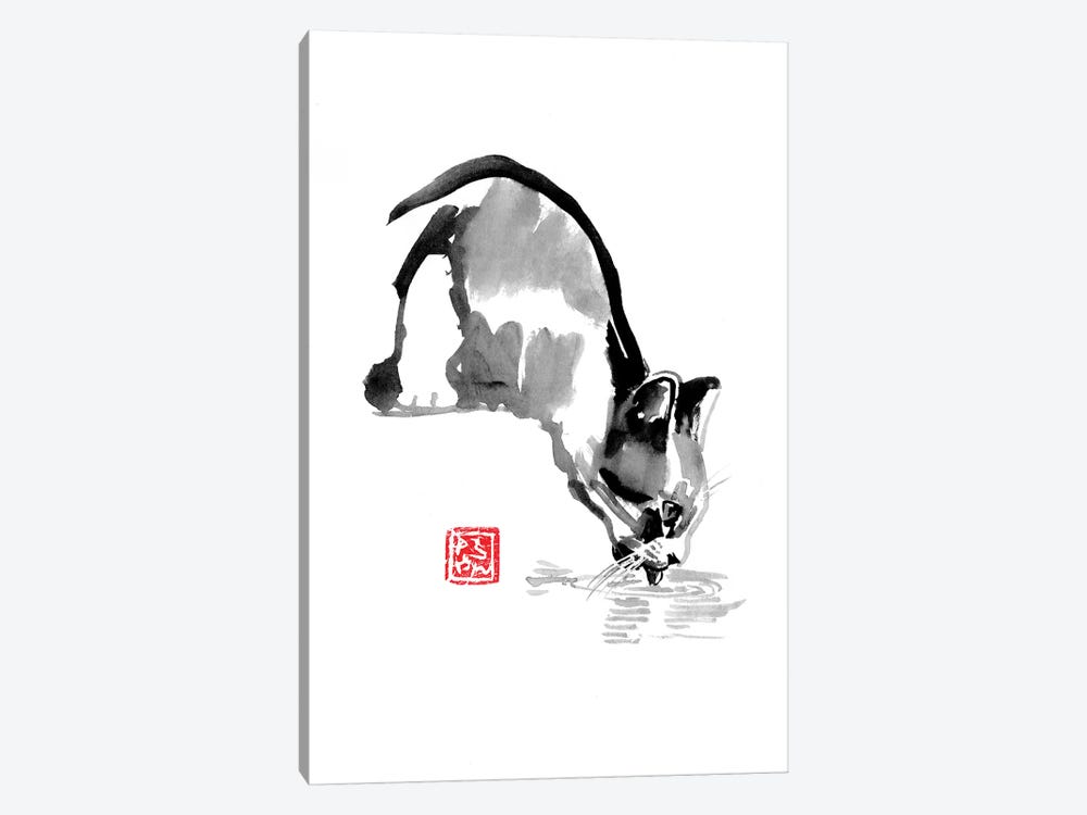 Drinking Cat by Péchane 1-piece Canvas Print