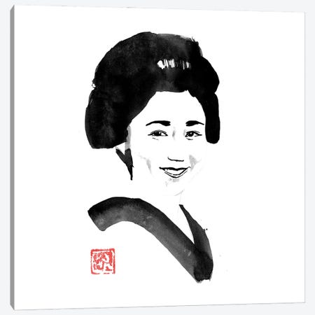 Smiling Japanese Woman Canvas Print #PCN475} by Péchane Art Print