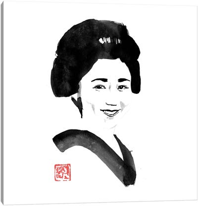 Smiling Japanese Woman Canvas Art Print - Geisha
