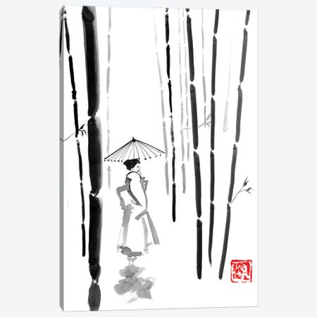 Geisha In Bamboo Forest Canvas Print #PCN485} by Péchane Canvas Wall Art