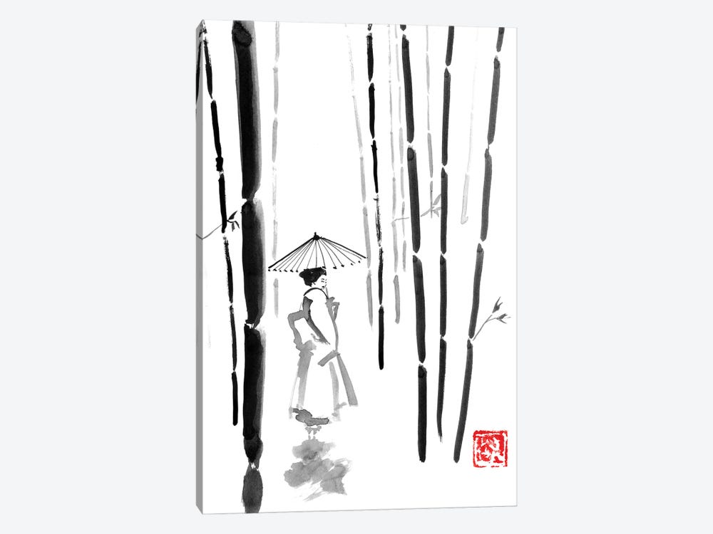 Geisha In Bamboo Forest by Péchane 1-piece Canvas Art