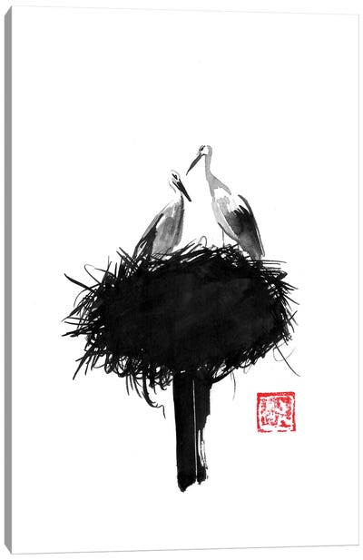 Stork Family Canvas Art Print - Stork Art