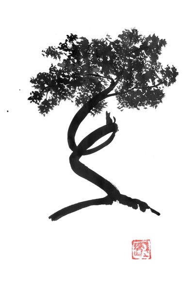 Black & White Florals: Swirled Tree by Péchane