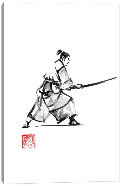 Samurai En Garde Canvas Art Print - Samurai Art