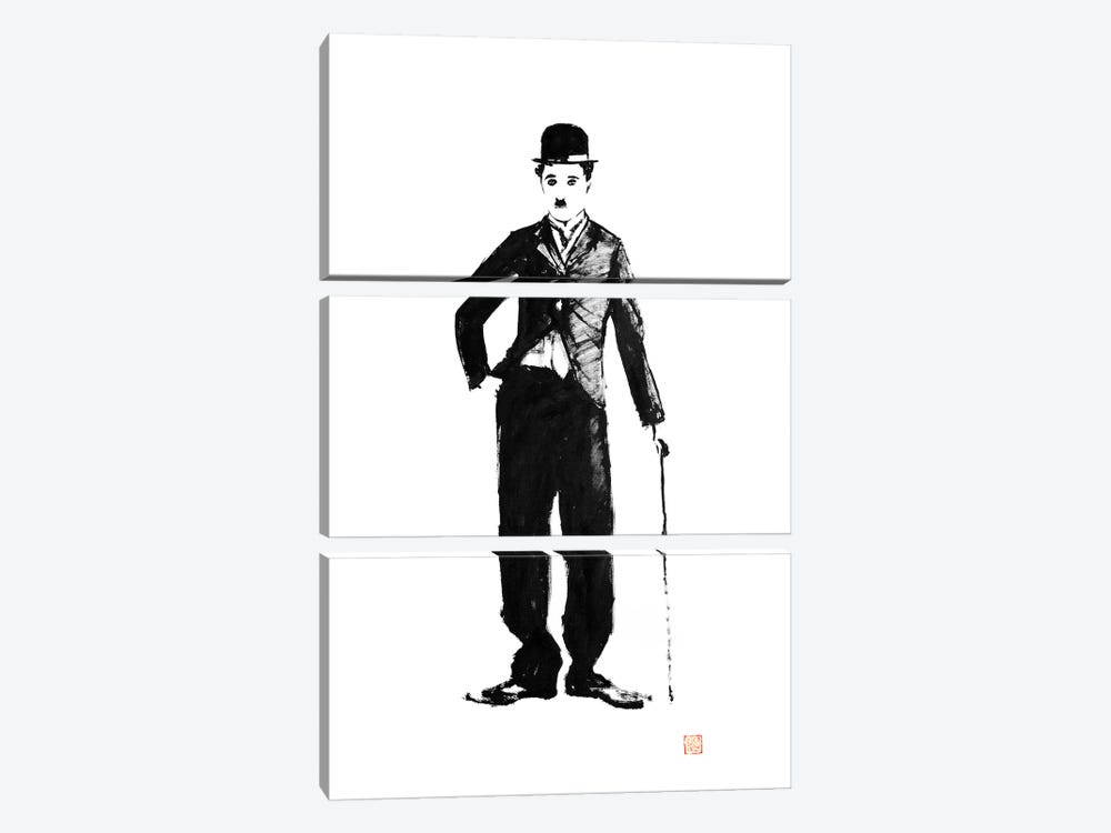 Charlie Chaplin Standing by Péchane 3-piece Art Print