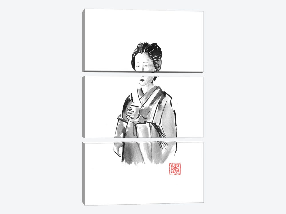 Geisha Drinking by Péchane 3-piece Art Print
