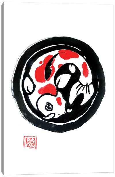 Carp Koi Japanese Logo Canvas Art Print - Koi Fish Art