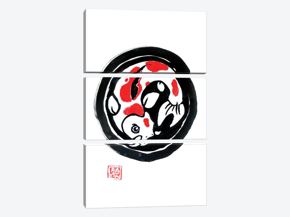 Carp Koi Japanese Logo by Péchane 3-piece Canvas Art