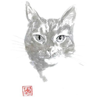 Yellow Cat by Péchane metal wall art