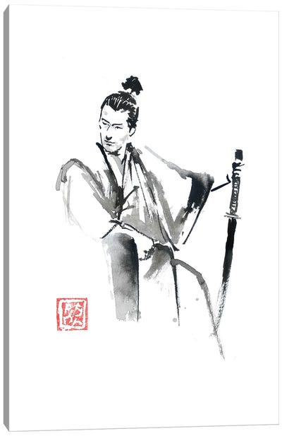 Seated Samurai Canvas Art Print - Japanese Culture