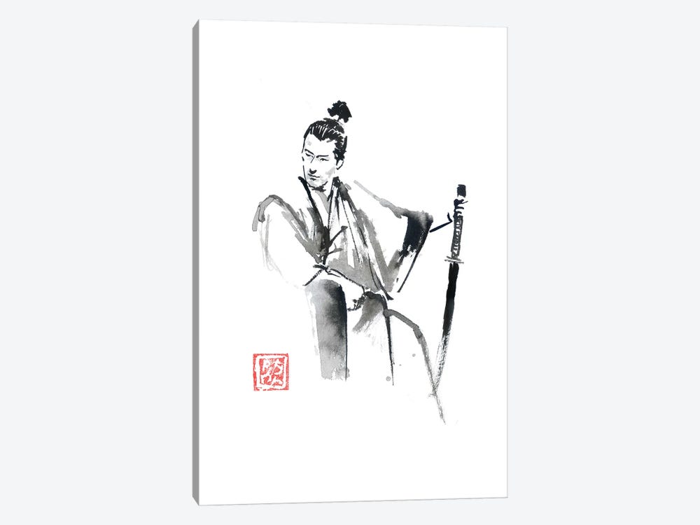Seated Samurai by Péchane 1-piece Canvas Art Print