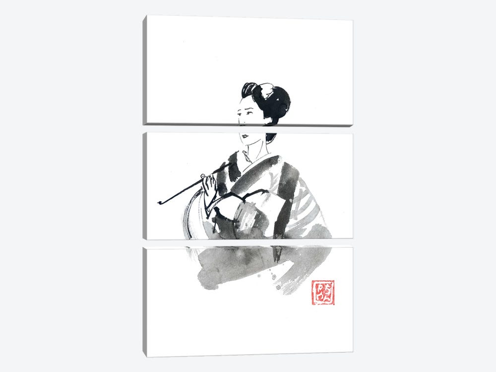 Smoking Geisha by Péchane 3-piece Art Print