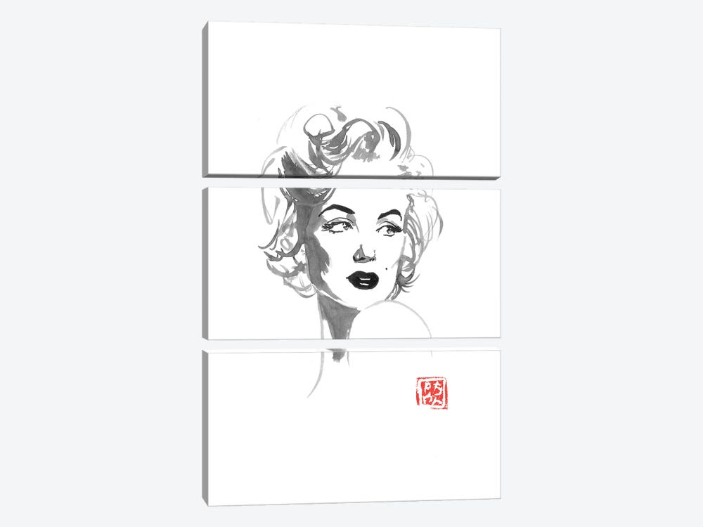 Marylin Looks Right by Péchane 3-piece Canvas Print
