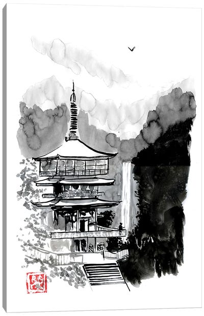 Pagoda And Fall Canvas Art Print - Pagodas