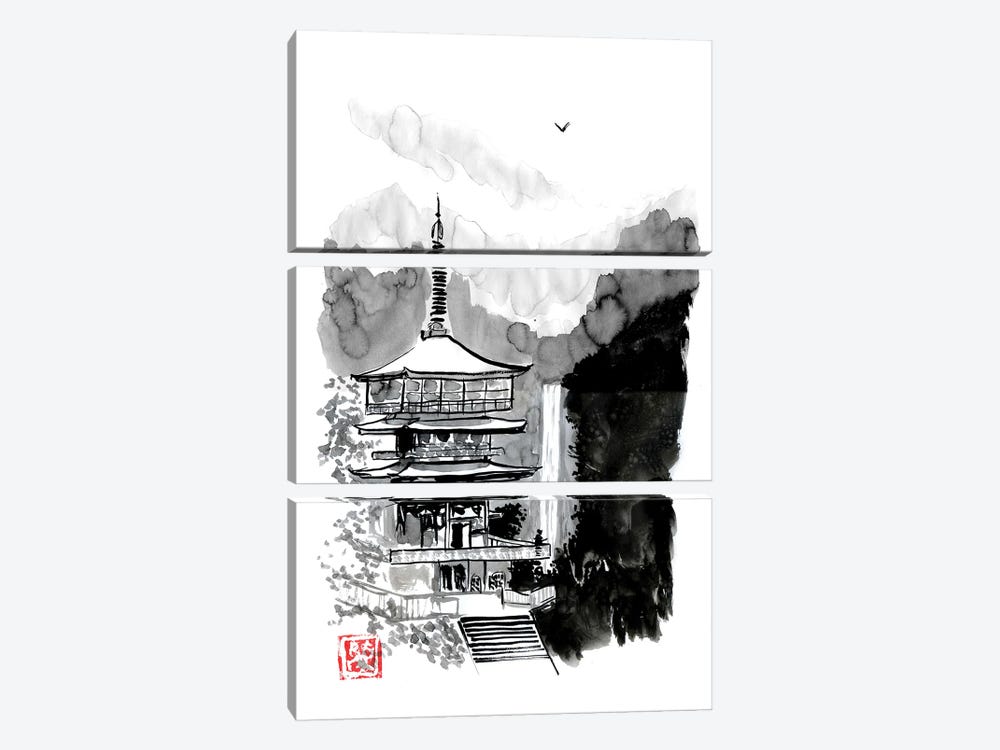 Pagoda And Fall by Péchane 3-piece Canvas Wall Art