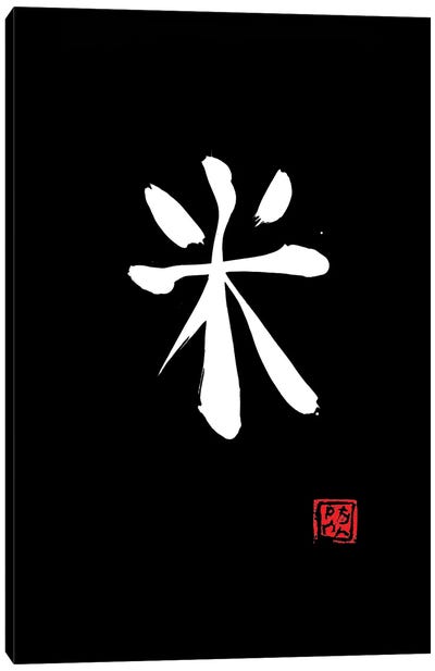 Rice Kanji White Canvas Art Print - Asian Cuisine Art